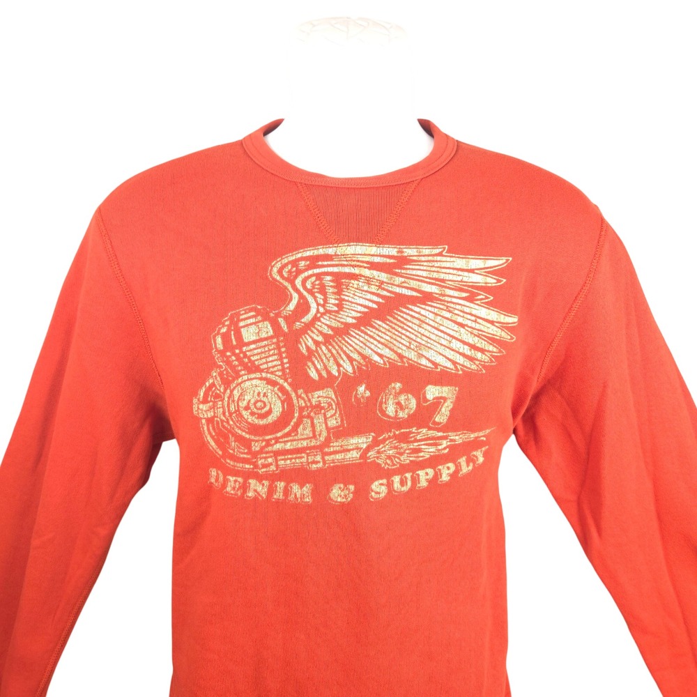 Denim & Supply Ralph Lauren Kids XXL Orange Graphic Winged Engine Sweatshirt NEW